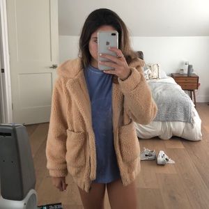 Chunky tan teddy bear jacket